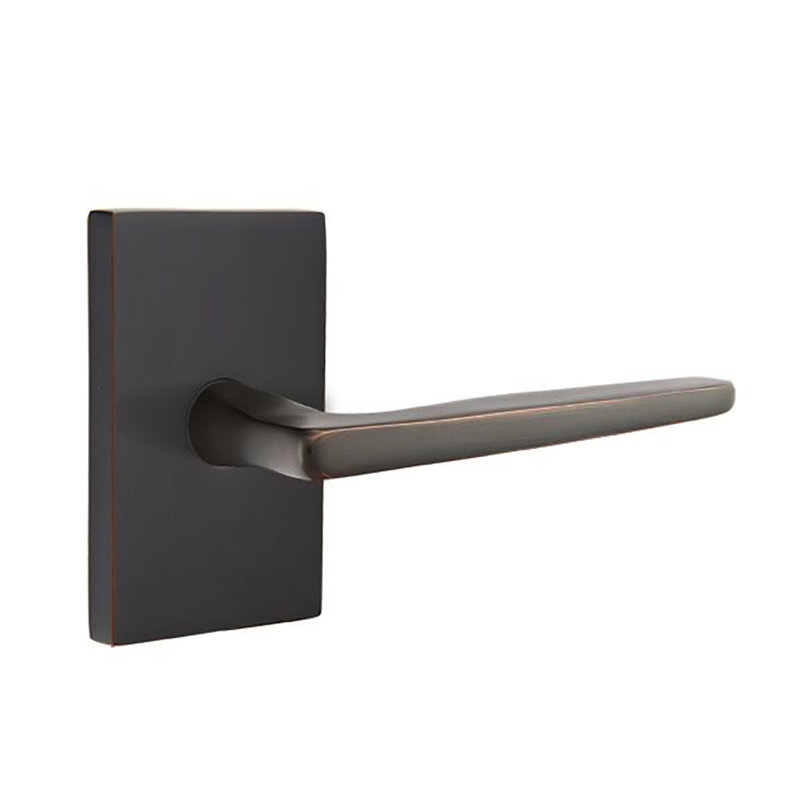 Levier de porte avec rosette Hermes, Bronze huilé, Droite