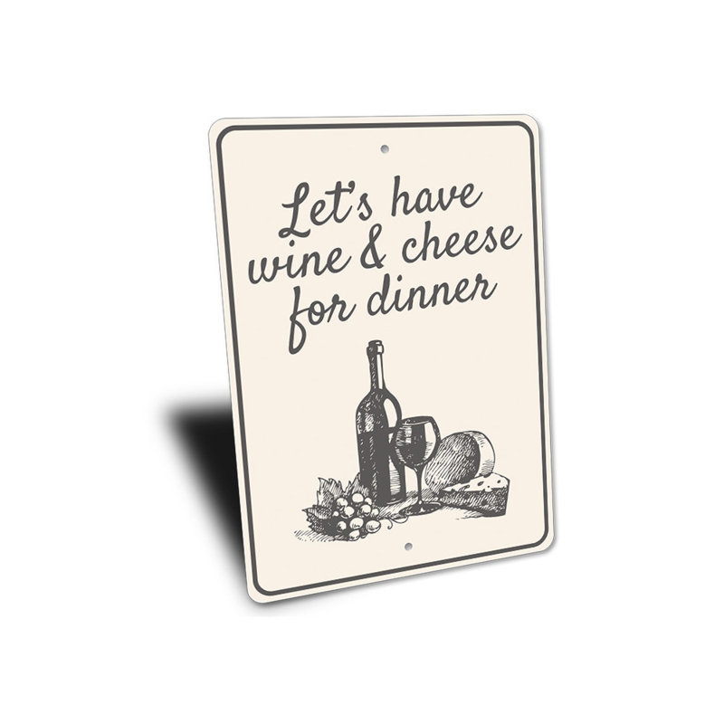 Enseigne vin et fromage, H 14 po x l 10 po x P 0,04 po