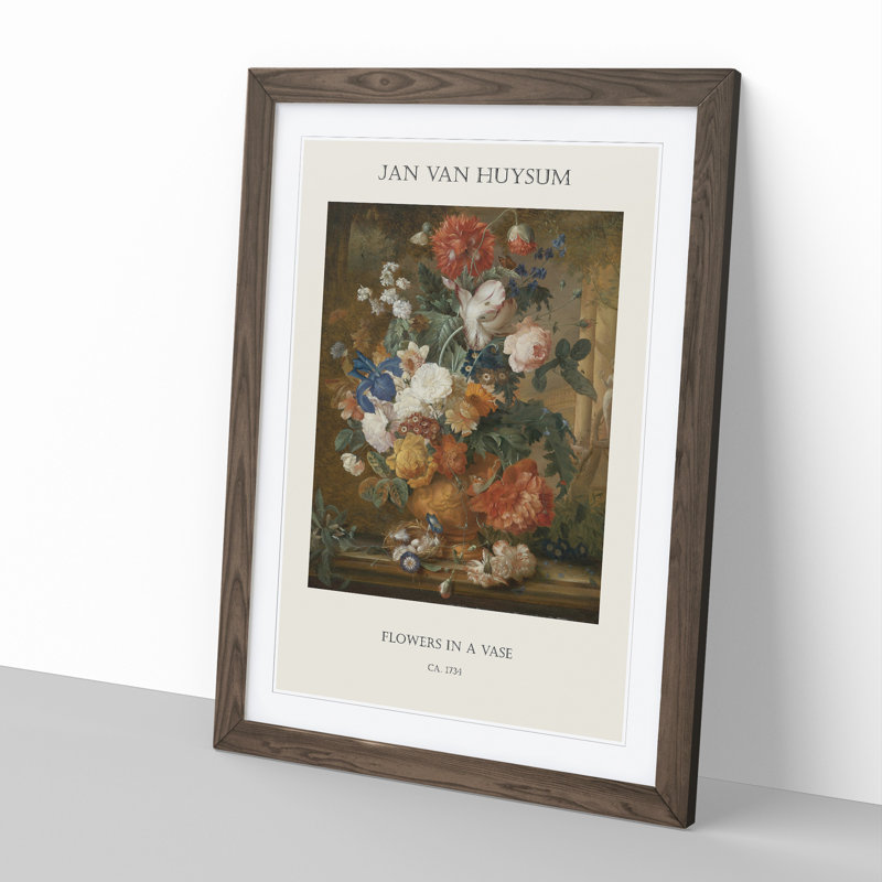 Still Life With Flowers Vol.5 by Jan Van Huysum - Single Picture Frame Print, Walnut Framed, 36cm H x 27cm W x 2cm D