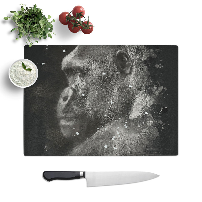Tempered Glass Silverback Gorilla Chopping Board, 20 cm x 28.5 cm