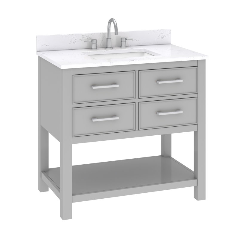 Brooks 37'' W Single Vanity, Chilled Gray, Nickel