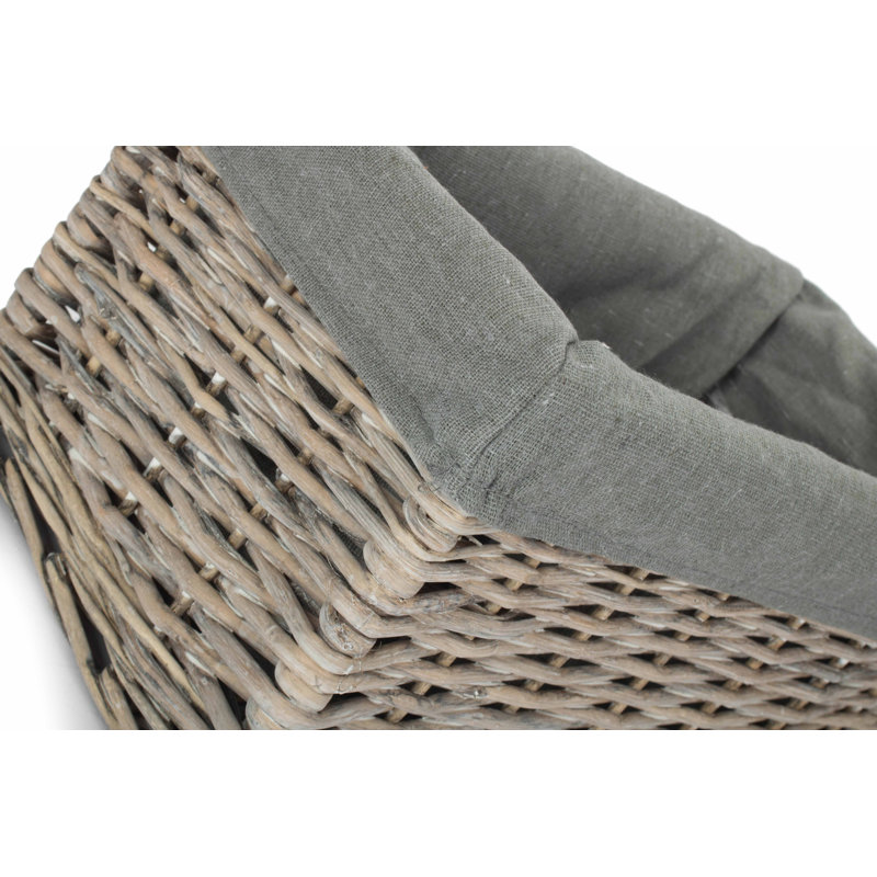 House Of Hampton Wicker Decorative Basket, 17cm H x 33cm W x 20cm D, Grey Wash/Grey Lining