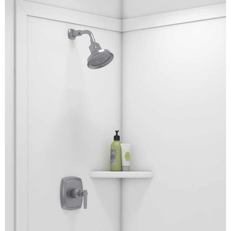 FlexStone Elegance 2-Panel 48"W x 36"D x 80"H Corner Shower Surround in White, White