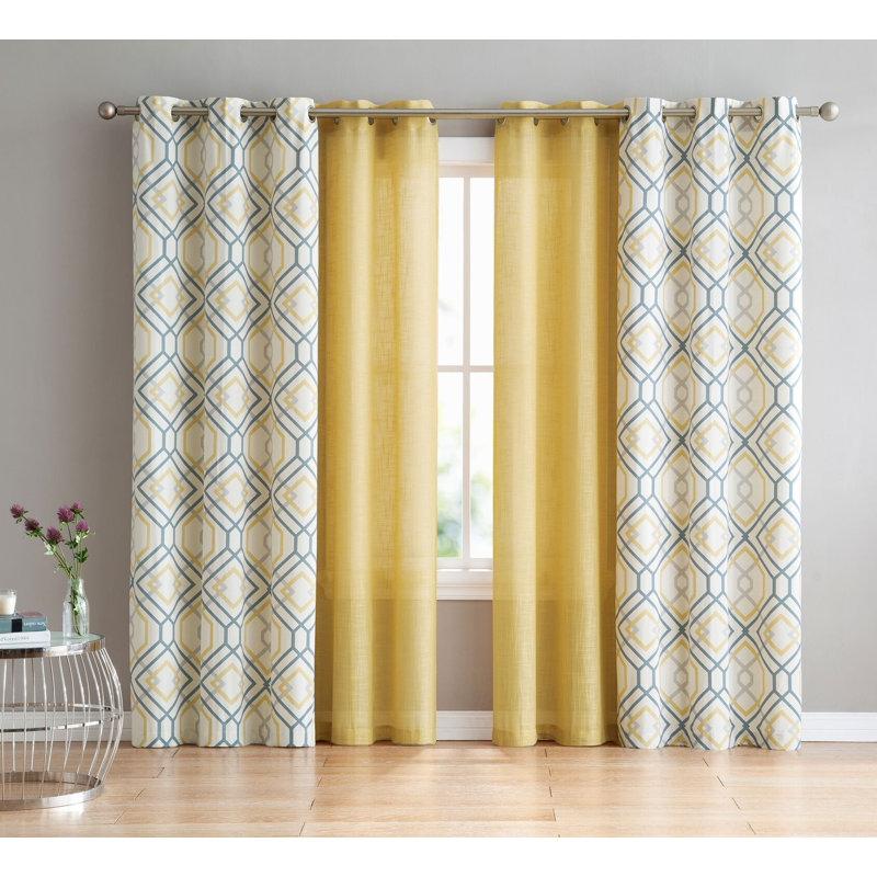 Minchinhampton Semi Sheer Curtain, Yellow, 30" W  x 95" L