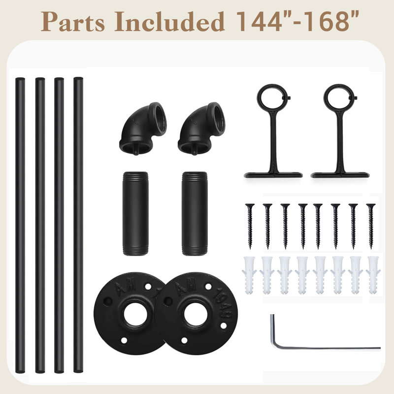 Tringle à rideaux ajustable Minnick, 144” – 168”