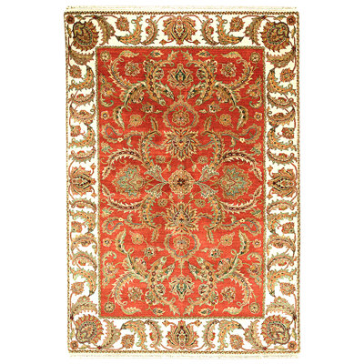 Tapis rouille et ivoire noué à la main de haute qualité