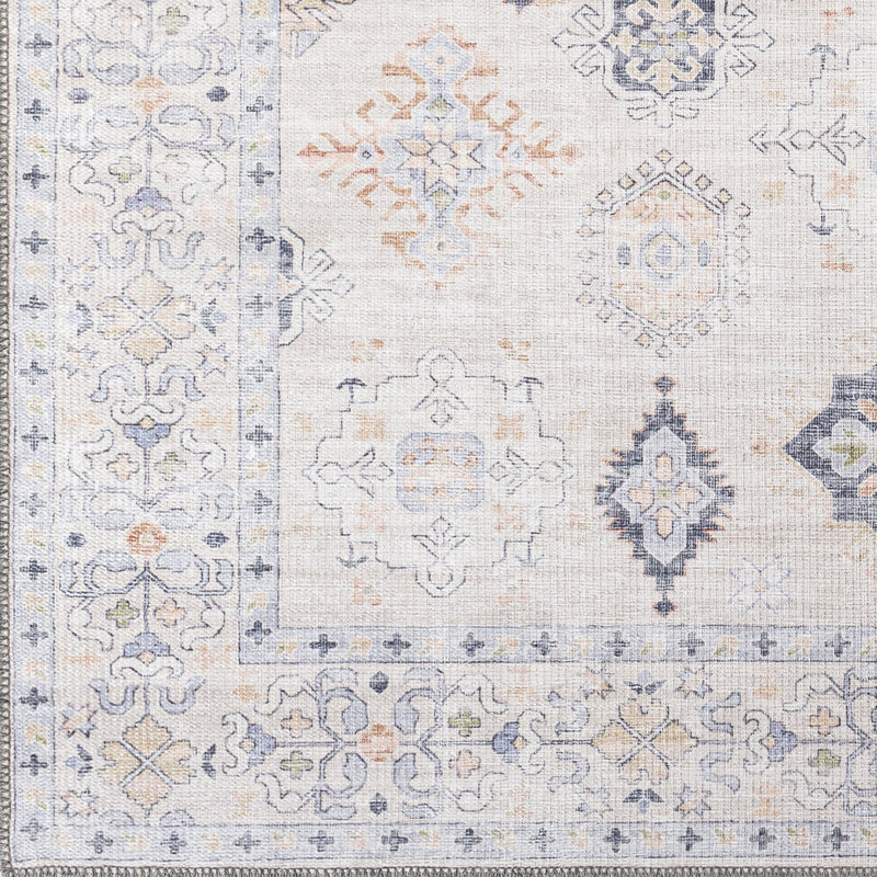 Chavarria Oriental Beige/Purple/Blue Area Rug, Rectangle 8'10" x 12'