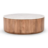 Josie Wood and Marble Round Coffee Table