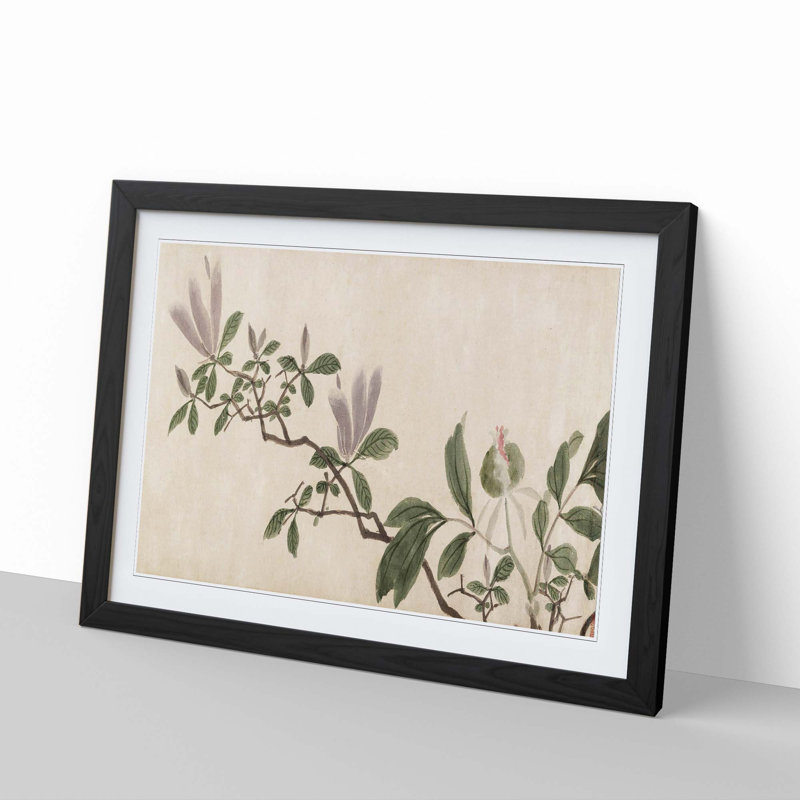 Flowers of the Four Seasons Vol.2 by Shen Zhou - Framed Print, Black Framed, 27cm H x 36cm W x 2cm D