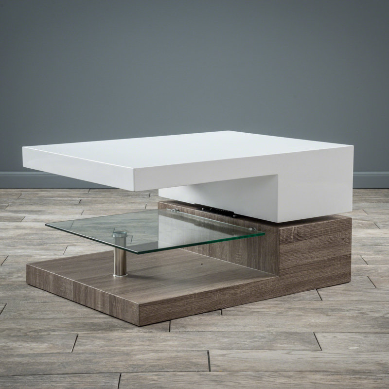 Littlehampt Coffee Table, High Gloss White and Sonoma Oak