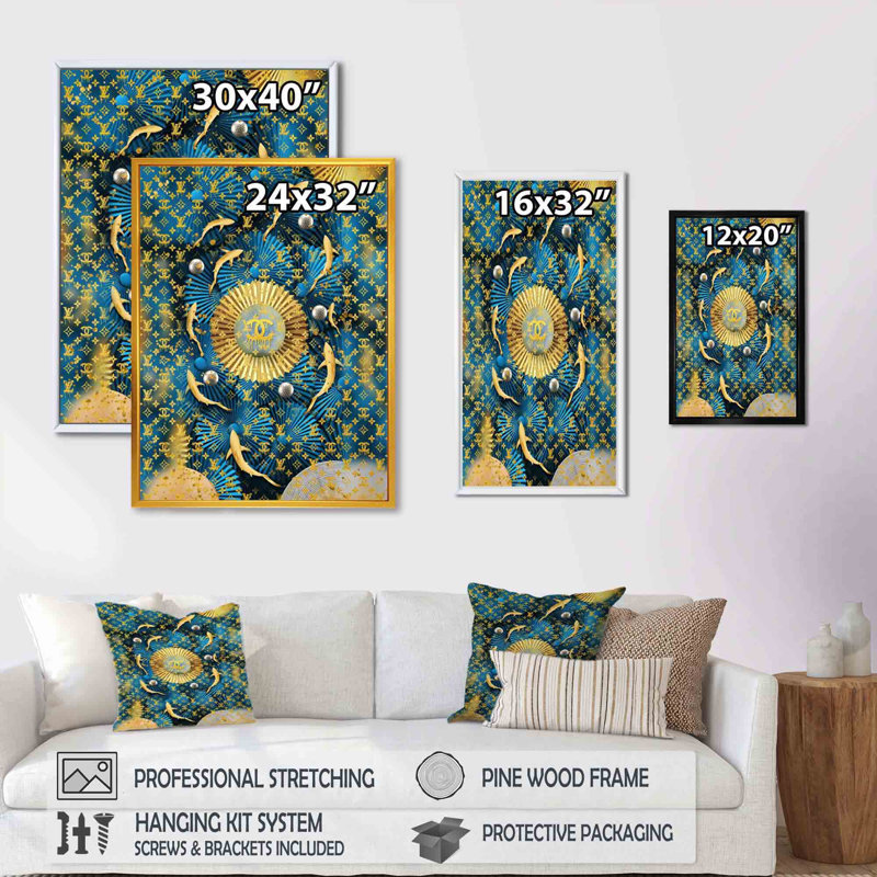 Luxury Brand Design II - reproduction sur toile, H 20 po x l 12 po x P 1 po, Cadre flottant doré