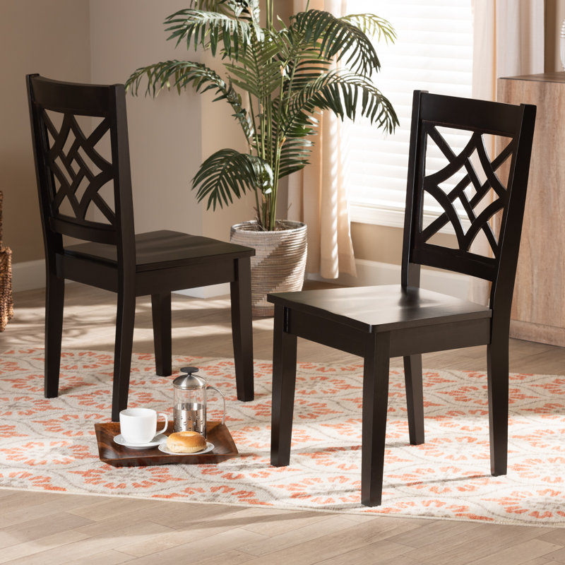 44.96cm H Solid Wood Side Chair, Dark Brown