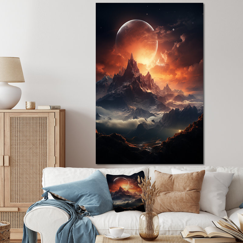 Paysage lunaire de montagne de montagne IV - Art mural paysages spatiaux, Toile tendue, H 40 po x l 30 po