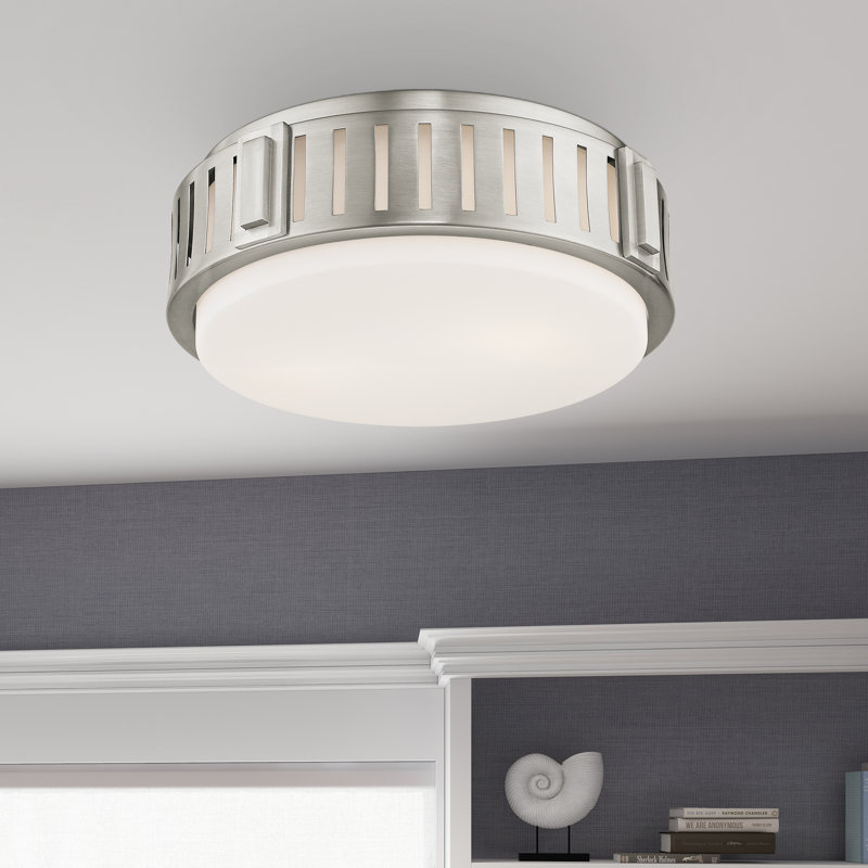 Alioune Flush Mount, 4.5" H x 13" W x 13" D, Brushed Nickel, 2