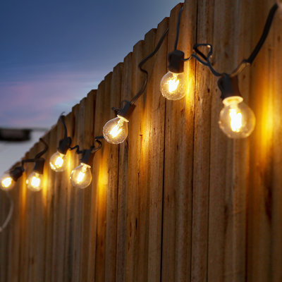 Pro 12-Light 27 ft. Outdoor Solar NonHanging LED 1-Watt G45 3000K Soft White Bulb String Lights