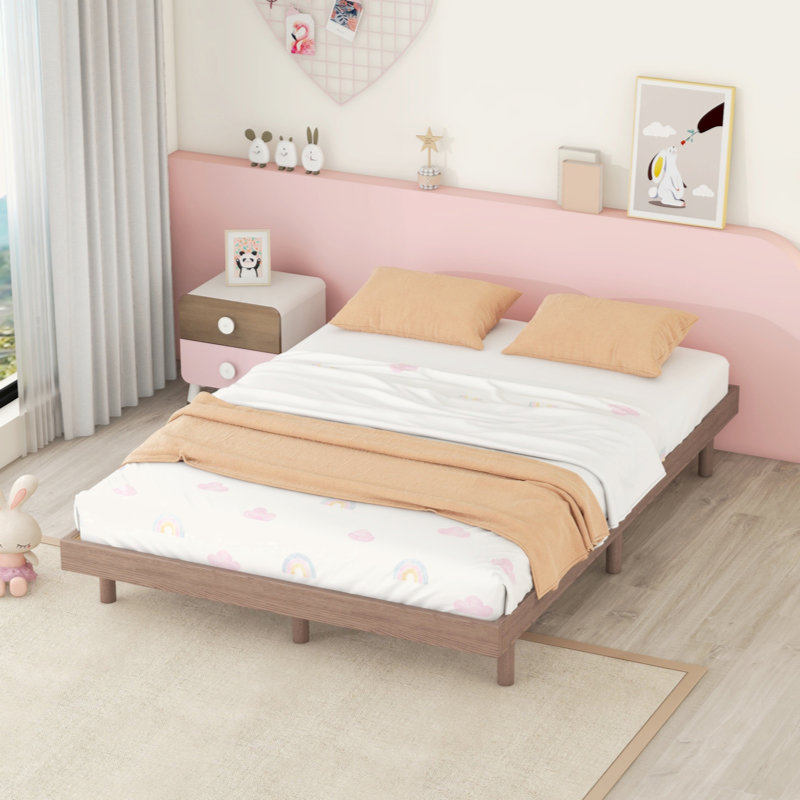 Base de lit plateforme flottante, Noyer, Double
