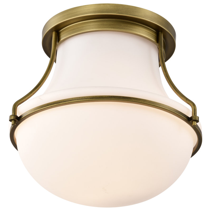 Plafonnier encastré en verre Bashaw, Laiton naturel, H 12,25 po x l 14 po x P 14 po