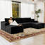 Canapé modulaire en forme de U de 132 po pour 4 personnes Koli, canapé en velours côtelé noir, faisant face à la gauche-45993976-45993956
