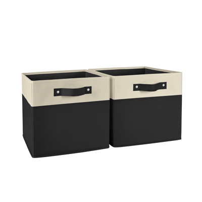 RiverRidge Kids 2pc Two-Tone Fabric Collapsbilble Cube Storage Organizers with Handles