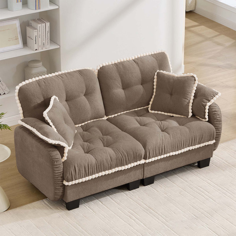 Causeuse ergonomique en chenille avec coussins pour un confort douillet, Brown(2 Seat without Ottoman)