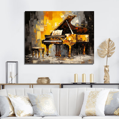«Yellow and Black Piano Jazzed Keys I», reproduction sur toile