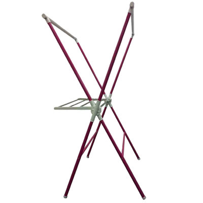 Équipement de buanderie réglable rose, 51 po - métal et plastique, support facile à utiliser et à ranger, hauteur en plastique pour le séchage à la maison