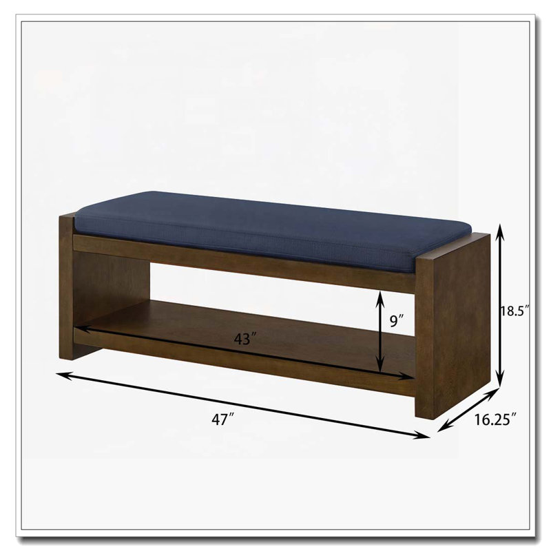 Bench with Lower Shelf Shoe Rack, Navy Blue