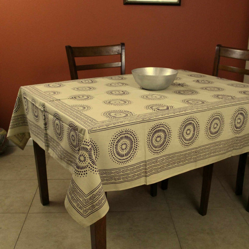 Nigol Cotton Circle Print Tablecloth, Yellow