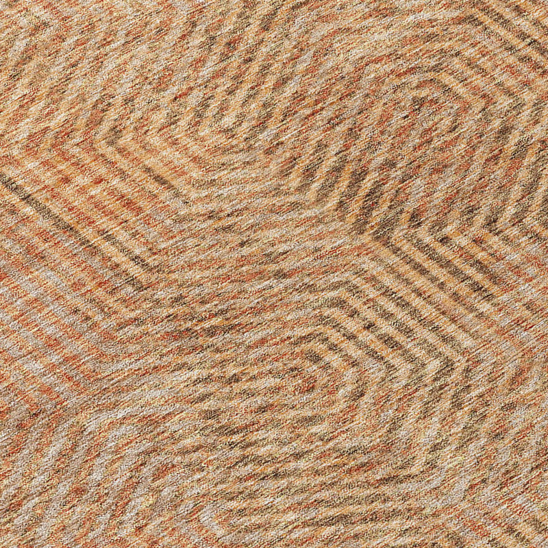 Tapis extérieur rond lavable géométrique 8 pi brun et beige