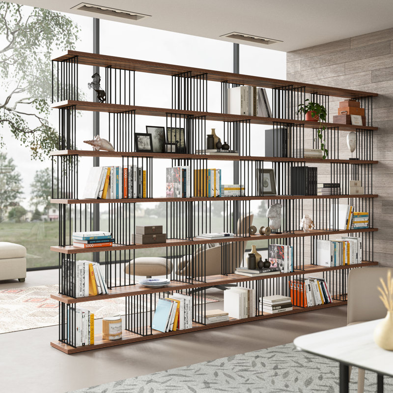 Bookcase, (6 Shelves) 86.2"H x 141.7"W x 11.8"D