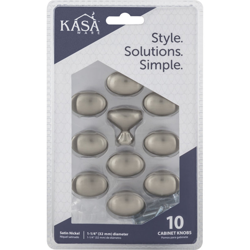 1 1/4" Length Oval Knob, Satin Nickel