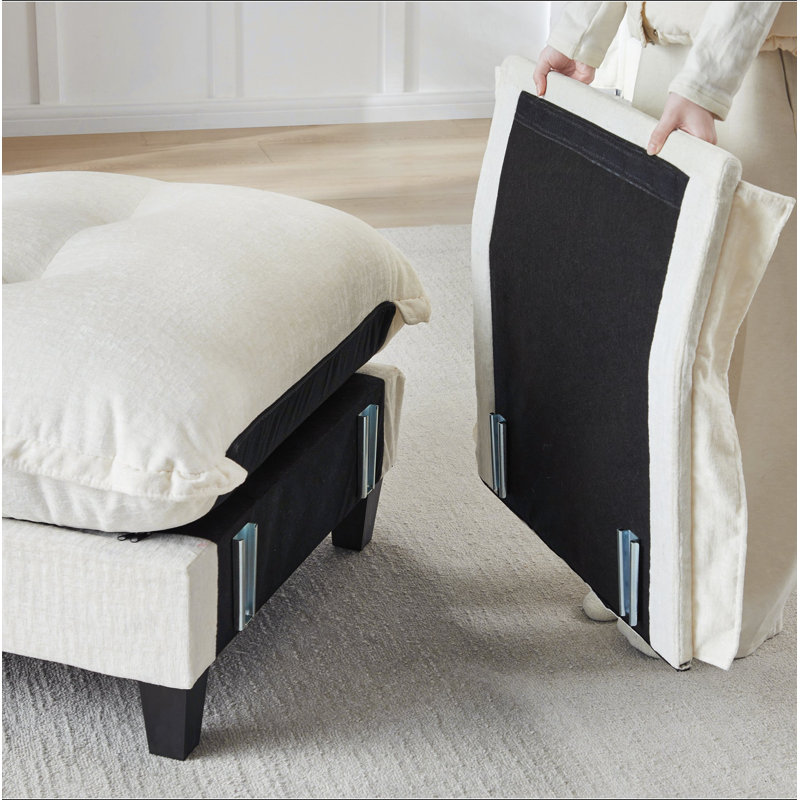 Canapé modulaire modulaire en forme de L de 138 po en forme de L avec repose-pieds 4 places, canapé en chenille profonde avec coussin en treillis confortable, chambre et appartement