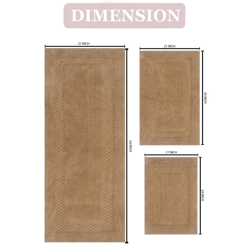 Tapis de bain 100% coton Classy Bathmat Collection (ensemble de 3), Lin