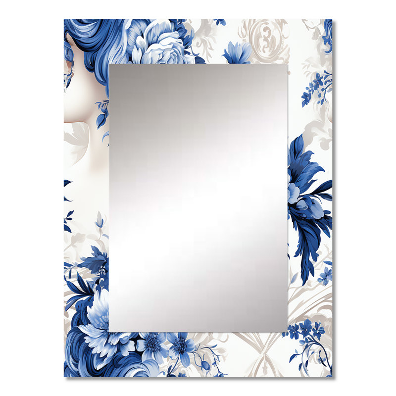 Motif victorien camée bleu cobalt Jernigan, 32 po x 24 po