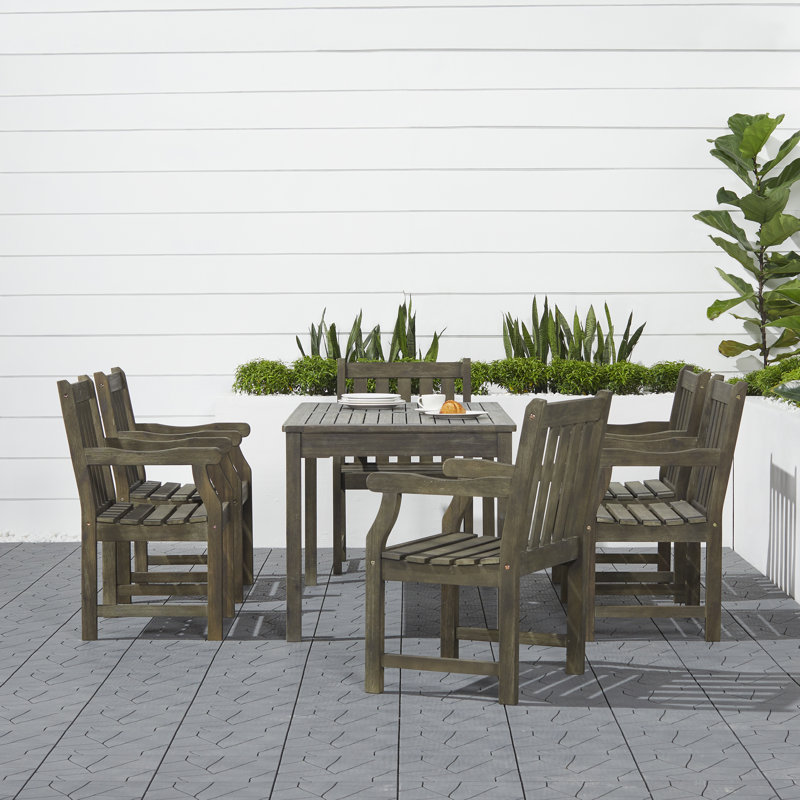 Caladesi Patio Solid Wood 6-Person Dining Table, Gray