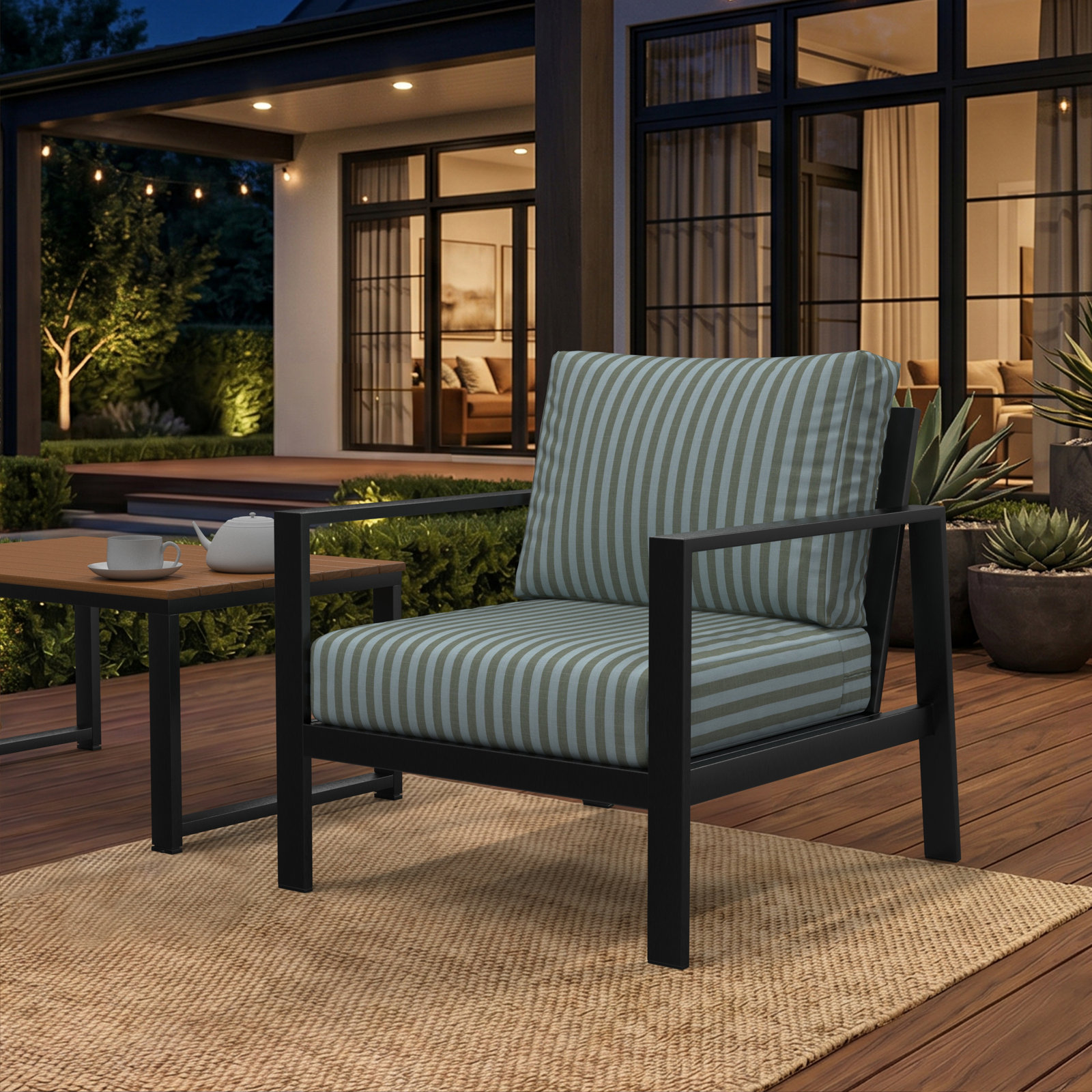 Lani 24" Sunbrella® Seat and Back Cushion, Sail Away Aloe