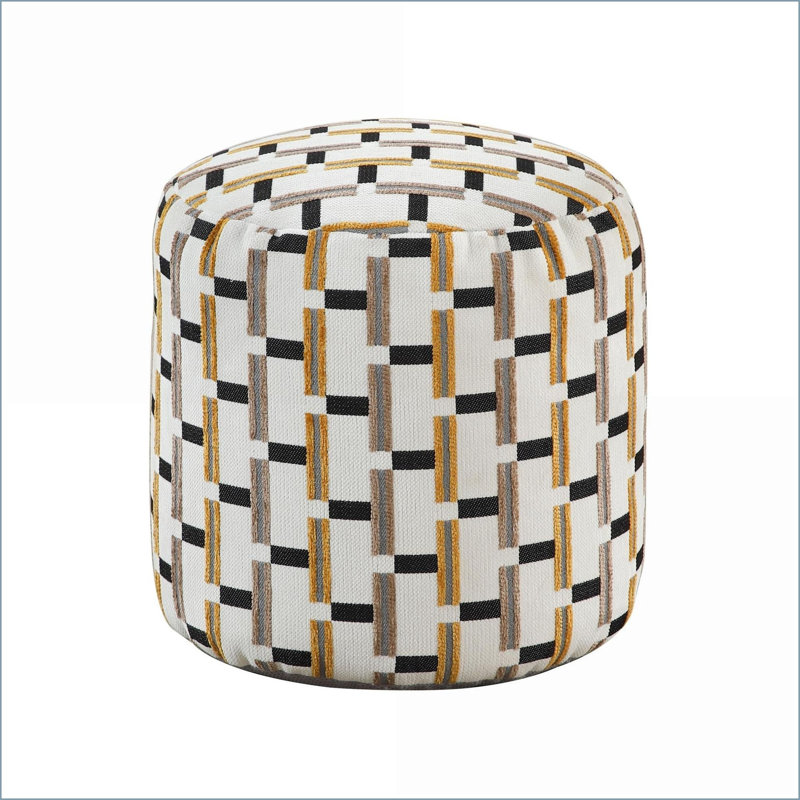 Ottoman Pouf, Modern Multi-Color Jacquard Footstool, Non-Slip Extra Seating, 16”x17” | Multicolor | Textile
