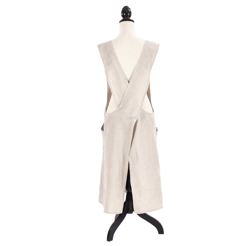 Tablier en lin Myron Crossback, Taupe