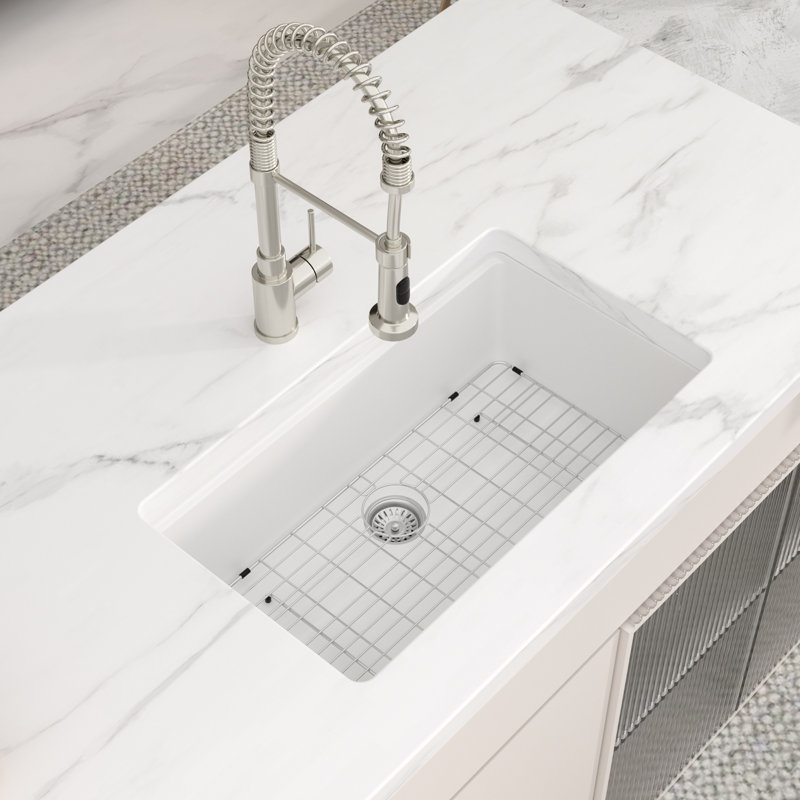 33'' L Single Bowl Quartz Kitchen Sink, White