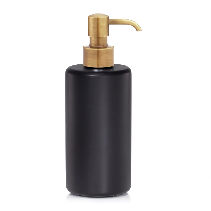Domus Black Matte Soap / Lotion Dispenser, Burnished Brass