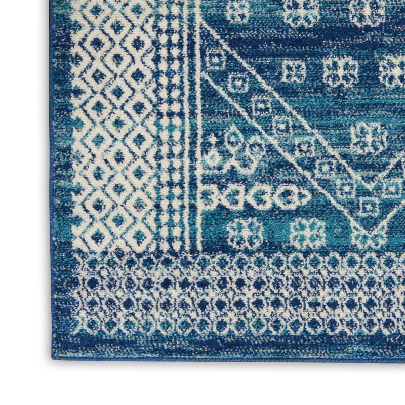 Tapis oriental bleu marine Verda, Tapis de couloir 2 pi 2 po x 7 pi 6 po