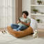 Fauteuil à billes Swaddle-Inspired - Tissu en sergé de chenille avec support ergonomique du cou au pied | Chaise de plancher à blocs de couleur orange chaud et crème pour le salon, la chambre à coucher et le coin lecture - Cozy, Support & Stylish
