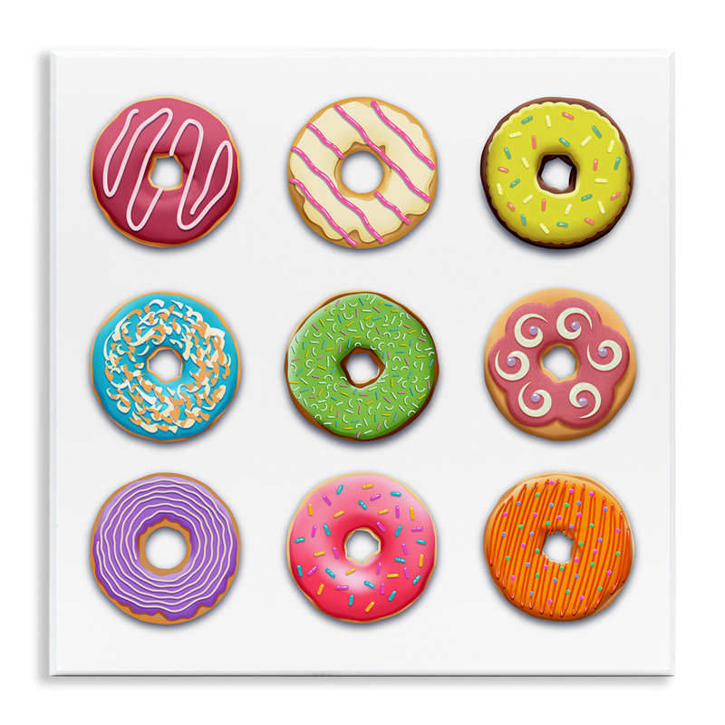 Plaque murale colorée à motif de beignets colorés, design par Marcus Prime