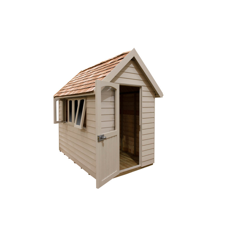 Forest Retreat 6 ft. W x 9 ft. D Overlap Apex Wooden Shed with Installation Service, Cream