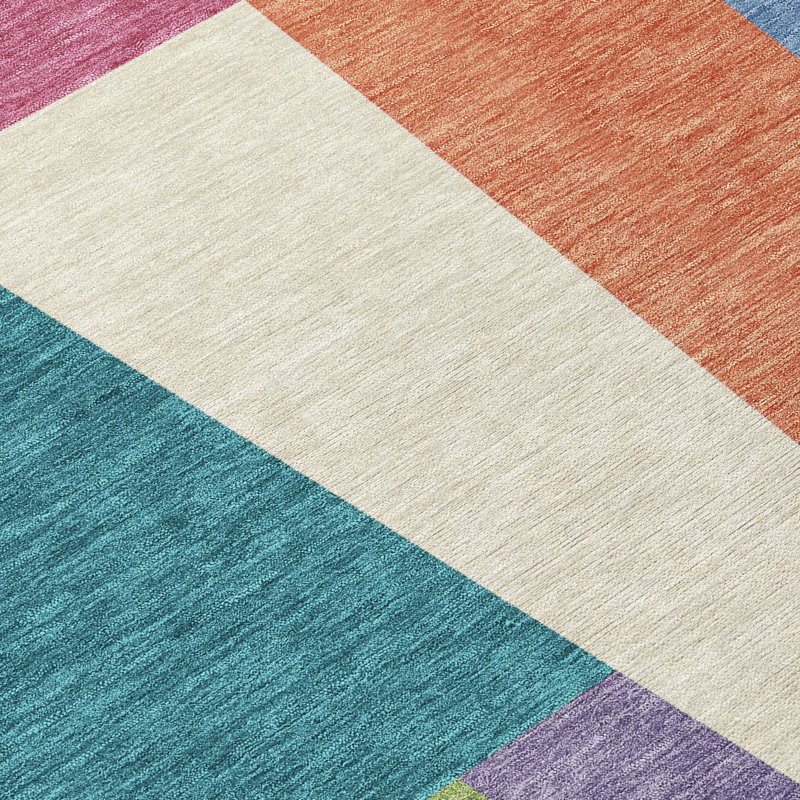 Machine Washable Indoor/Outdoor Chantille ACN2446 Geometric Rug, Teal, 2'6" x 3'10"