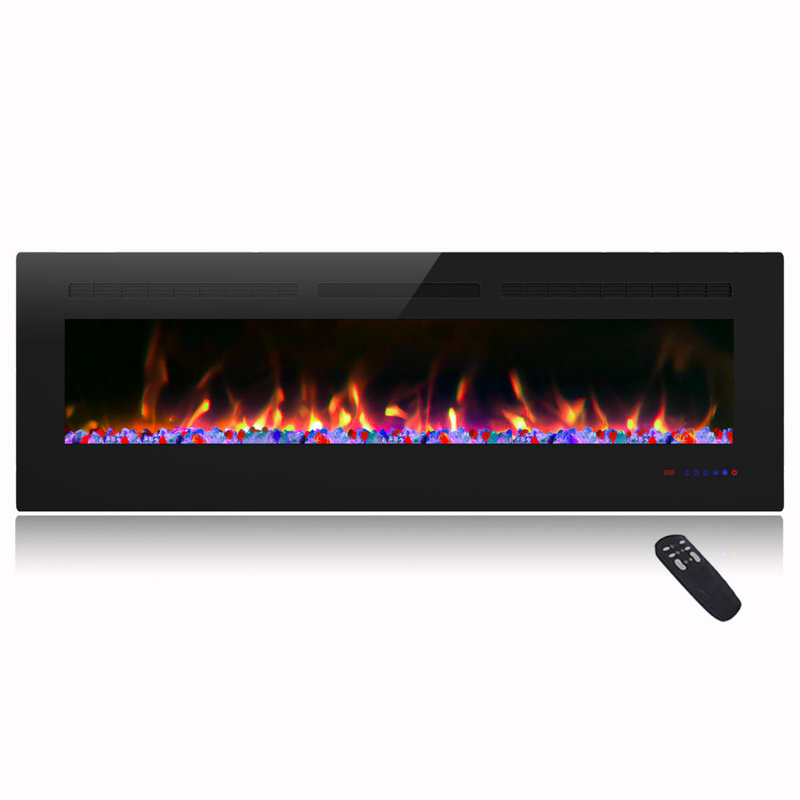 Powder Coated Electric Fireplace with 5100 BTU, 17.72" H x 60" W x 5.91" D