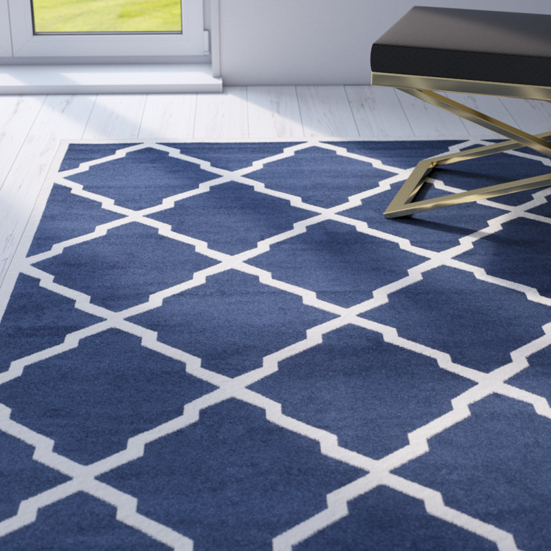Tapis bleu marine / beige Ammundsen, Rectangle 4 pi x 6 pi