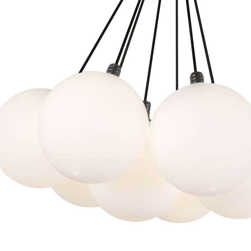 Bolla Steel LED Chandelier, 18" H x 16.5" W x 16.5" D, Black, 7