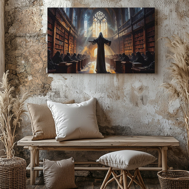 Toile, bibliothèque arcane, rituels canvasmystiques et savoirs anciens, art mural, H 16 po x l 20 po