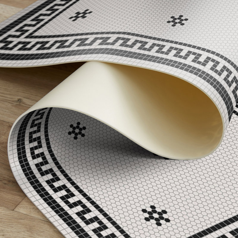 Tuxedo Black Easy to Clean Kitchen Mat, Rectangle 3' x 9'